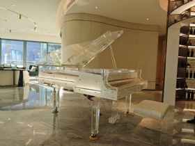 Factory Price of Piano Custom White Frame Clear Acrylic Grand Piano With Crystal Piano Bench for Sale