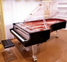 Custom Luxury Hotel Furniture Half Clear Acrylic Concert Grand Piano 190cm for Sale