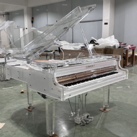 Custom Transparent Acrylic Crystal Grand Piano Beautiful Design with Specified Logo on Piano