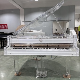 Custom Luxury Transparent Acrylic Grand Grand Piano 231cm With Crystal Piano Bench and LED Lights