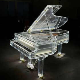 Custom Acrylic Crystal Transparent Texture 88-Key Acoustic Grand Mechanical Piano With Auto Play System LED Strip Lights