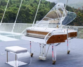 Custom 2026 NEW Acrylic Crystal Transparent Texture 88-Key Acoustic Grand Mechanical Piano With Auto Play System LED Strip Lights